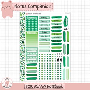 KIT-006 EC Notes Companion - 7x9/A5 || "Lucky Clover" - Erin Condren Weekly Planner Stickers