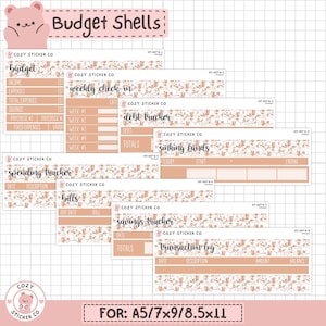 KIT-007 BUDGET || "Cotton Tail" - Haushalt Muscheln 20x23, A5 und 8.5x11 Planer Aufkleber