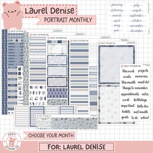 KIT-001 LAUREL DENISE Portrait Monthly || &quot;Winter Season&quot; - Monthly Planner Stickers