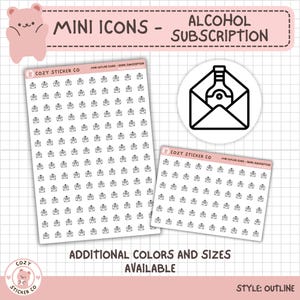 MINI Adesivos de Ícone de Contorno - ASSINATURA DE ÁLCOOL | Opções de Cores | Fosco | Transparente | 2 Tamanhos | Folhas Grandes | Folhas Pequenas | Minúsculo