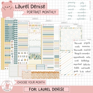 KIT-004 LAUREL DENISE Portrait Monthly || &quot;Spring Garden&quot; - Monthly Planner Stickers