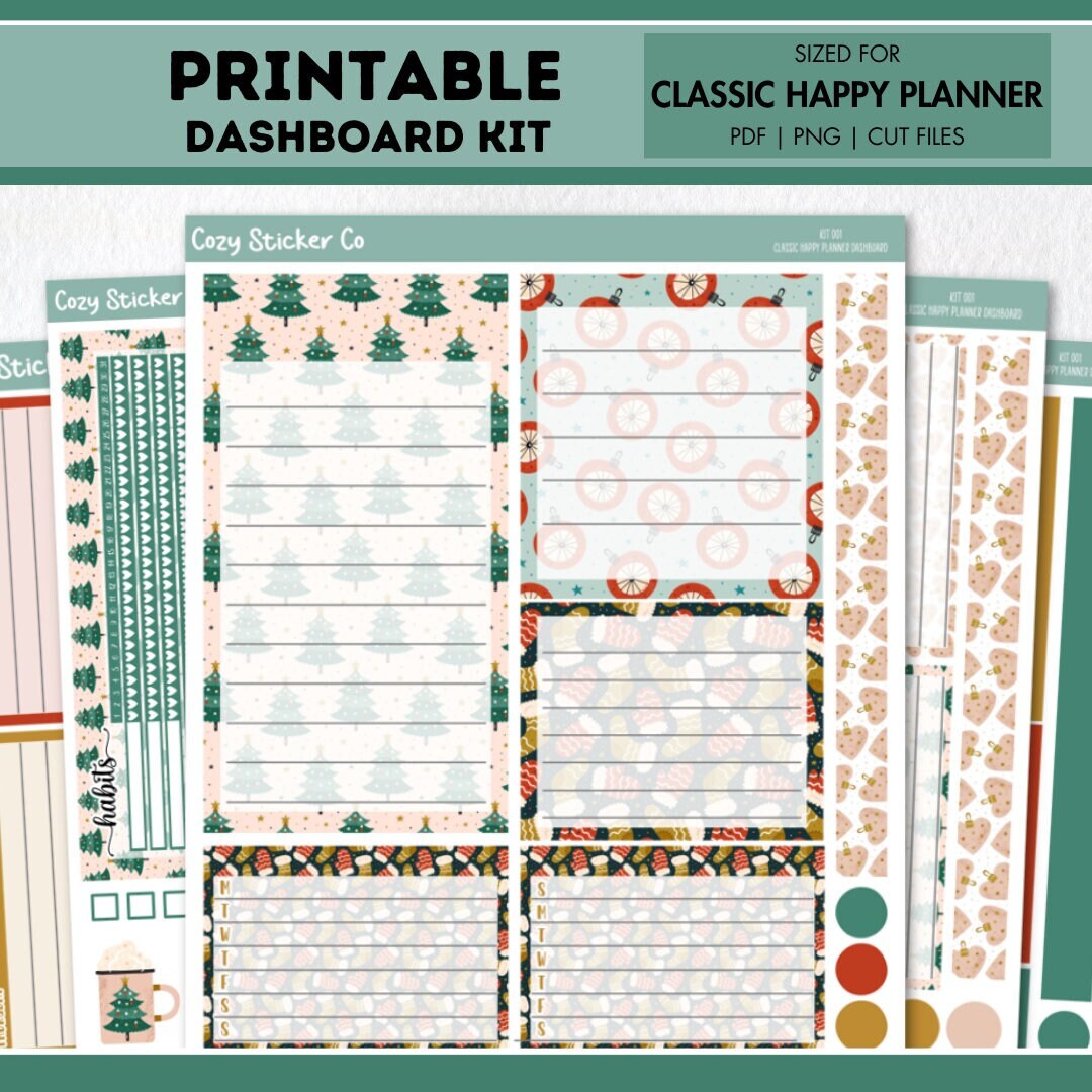 Kit-001 Cozy Christmas HAPPY PLANNER CLASSIC Dashboard Kit - Etsy Australia