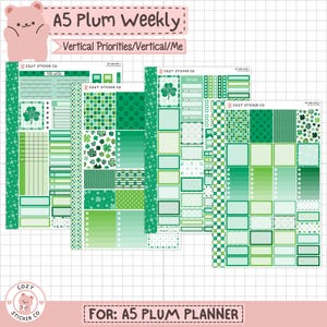 KIT-006 A5 PLUM Weekly || 「ラッキークローバー」 - ウィークリープラムペーパープランナーステッカー