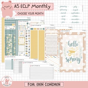 KIT-004 EC A5 MONTHLY || "Spring Garden" - Erin Condren Monthly Kit Planner Stickers