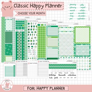 KIT-006 CLASSIC HAPPY Planner || "Lucky Clover" - Monthly & Weekly Planner Stickers