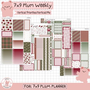 KIT-002 7X9 PLUM Weekly || 「Deck the Halls」 - ウィークリープラムペーパープランナーステッカー