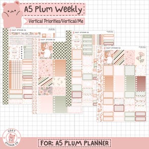 KIT-007 Planificador Semanal A5 PLUM // "Cola de Algodón" - Pegatinas para Planificador Semanal de Papel Plum
