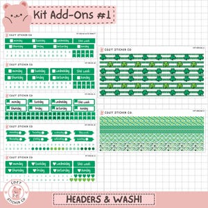 KIT-006 Add Ons #1 || "Lucky Clover" - Headers / Washi Planner Stickers