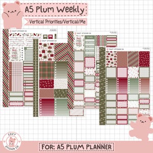 KIT-002 A5 PLUM Weekly || 「Deck the Halls」 - ウィークリープラムペーパープランナーステッカー