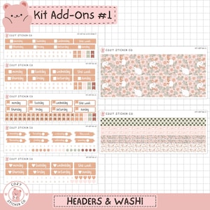 KIT-007 Add Ons #1 || "Cotton Tail" - Headers / Washi Planner Stickers