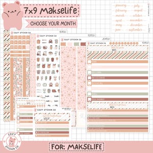 KIT-007 MAKSELIFE 7x9 MONTHLY || "Cotton Tail" - Makselife Monthly Planner Stickers