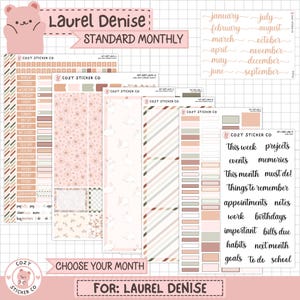 KIT-007 LAUREL DENISE Standard Monthly || "Cotton Tail" - Monthly Planner Stickers