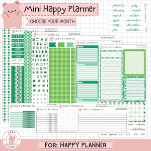 KIT-006 MINI HAPPY Planner || "Lucky Clover" - Monthly & Weekly Planner Stickers
