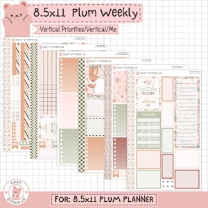 KIT-007 8.5x11 PLUM Weekly || 「コットンテール」 - ウィークリープラムペーパープランナーステッカー