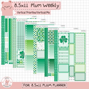KIT-006 8.5x11 PLUM Weekly || 「ラッキークローバー」 - ウィークリープラムペーパープランナーステッカー