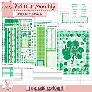 KIT-006 EC 7x9 MONTHLY || "Lucky Clover" - Monthly Kit Planner Stickers