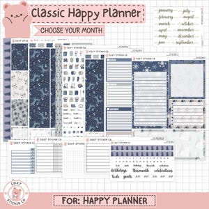 KIT-001 CLASSIC HAPPY Planner || „Sezon zimowy” – naklejki do miesięcznego i tygodniowego planera