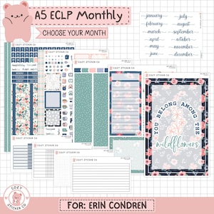 KIT-008 EC A5 MONTHLY || "Among the Wildflowers" - Erin Condren Monthly Kit Planner Stickers