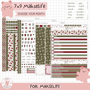 KIT-002 MAKSELIFE 7x9 MONTHLY || "Deck the Halls" - Makselife Monthly Planner Stickers