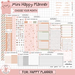 KIT-007 MINI HAPPY Planner || "Cotton Tail" - Monthly & Weekly Planner Stickers
