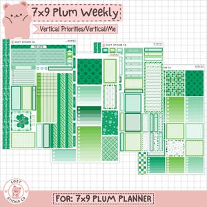 KIT-006 7X9 PLUM Weekly || 「ラッキークローバー」 - ウィークリープラムペーパープランナーステッカー