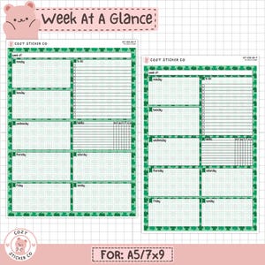 KIT-006 Week At A Glance - A5 / 7x9 || "Lucky Clover" - Erin Condren Weekly Planner Stickers