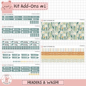 KIT-004 Dodatki #1 || „Ogród wiosenny” – nagłówki / naklejki washi planner