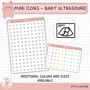 MINI-pictogramstickers - BABY ULTRASOUND | Kleuropties | Mat | Transparant | 2 maten | Grote lakens | Kleine lakens | Klein | Zwanger: