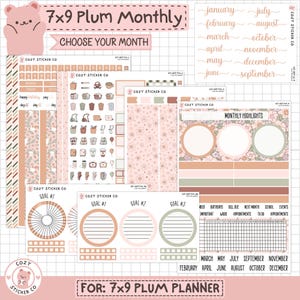 KIT-007 7x9 PLUM Monatlich || 'Cotton Tail' - Monatliche Papier Sticker
