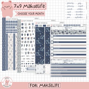 KIT-001 MAKSELIFE 7x9 MIESIĘCZNY || „Sezon zimowy” - Naklejki do miesięcznego planera Makselife
