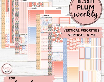 KIT-003 8.5x11 PLUM Weekly || "Summer Blooms" - Weekly Plum Paper Planner Stickers
