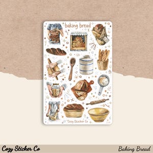 Feuille d'autocollants no 1 pour faire du pain | Stickers pour journaux | Stickers pour agenda | Sticker aquarelle | Album | Bullet Journal | Boulangerie | Cuisine