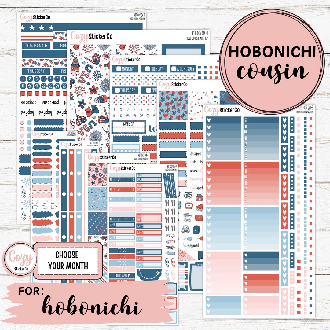 KIT-007 HOBONICHI COUSIN 4th of July Monthly & Weekly Planner Stickers ...