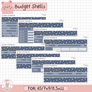 KIT-001 BUDŻET || „Sezon zimowy” - Naklejki Budget Shells 7x9, A5 i 8,5x11 do planera
