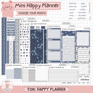 KIT-001 MINI HAPPY Planner || „Sezon zimowy” - Naklejki do miesięcznego i tygodniowego planera