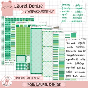 KIT-006 LAUREL DENISE Standard Monthly || "Lucky Clover" - Monthly Planner Stickers