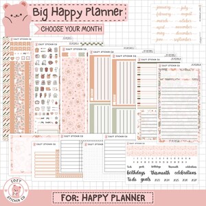 KIT-007 BIG HAPPY Planner || "Cotton Tail" - Monthly & Weekly Planner Stickers