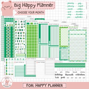 KIT-006 BIG HAPPY Planner || "Lucky Clover" - Monthly & Weekly Planner Stickers