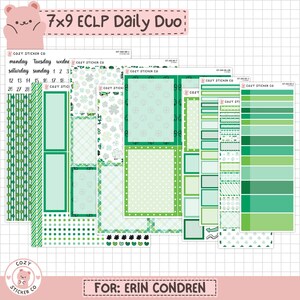 KIT-006 EC 7x9 Daily Duo || "Lucky Clover" - Erin Condren Planner Stickers