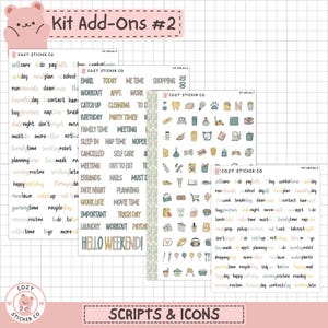 KIT-004 Dodatki #2 || „Ogród wiosenny” – naklejki do planera ze skryptami i ikonami