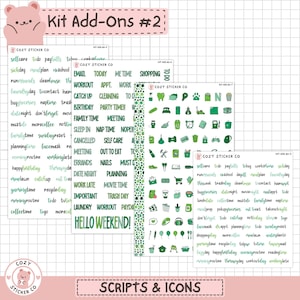 KIT-006 Add Ons #2 || "Lucky Clover" - Scripts and Icons Planner Stickers