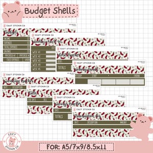 KIT-002 予算 || 「Deck the Halls」 - 予算シェル 7x9、A5、8.5x11 プランナー ステッカー