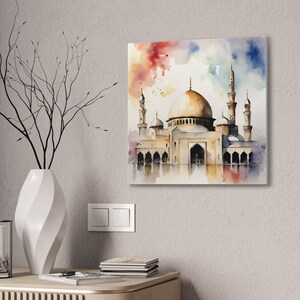 Watercolour Mosque, Islamic Wall Art, Islamic Decor, 4 Sizes Included, Mosque Painting, Islamic Gift, Mosque Wall Art, Muslim Home Decor