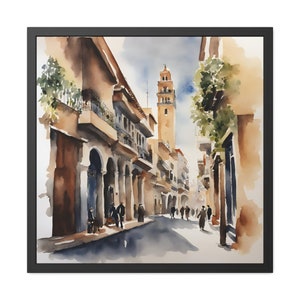 Arte marroquina, arte oriental, pintura de rua em Marokko, pintura em aquarela, 4 tamanhos incluídos, decoração de casa marroquina, pintura de Marrocos, arte