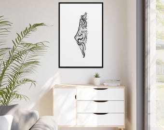 Palestina kaartkunstdruk, islamitisch muurdecor, 5 maten inbegrepen