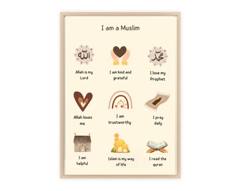 Islamic Affirmations Poster, Muslim Children's Education (Digital Download)