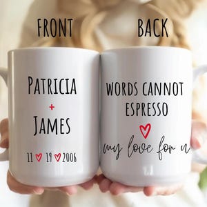Custom Valentine's Day Mug, Valentines Gift for Him & Her, Anniversary Gift Husband Wife, Personalized Coffee Lover Mug, Couple Coffee Mug