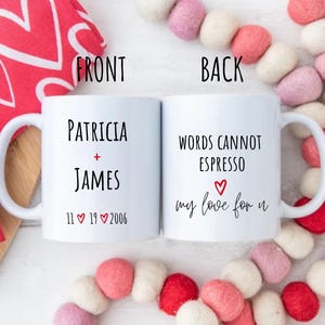 Custom Valentine's Day Mug, Valentines Gift for Him & Her, Anniversary Gift Husband Wife, Personalized Coffee Lover Mug, Couple Coffee Mug