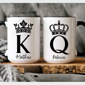 Custom Valentine's Day Mug, Valentines Gift for Him & Her, Anniversary Gift Husband Wife, Personalized Valentine's Cup, King Mug, Queen Mug