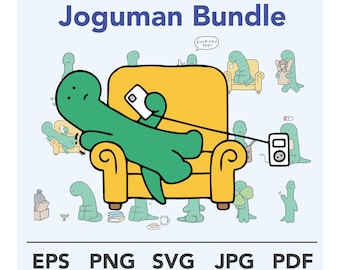 Joguman dinosaurus digitale sticker SVG-bundel, voorgesneden goodnotes, minimalistische brachio-illustraties, anime digitale stickers voor de Cricut en doe-het-zelf
